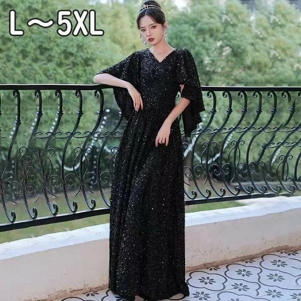 ドレス 大人 ピアノ 発表会 ロングドレス 演奏会 演奏会用ドレス ピアノ発表会 黒 結婚式 高校生 パーティードレス 演奏会ドレス 大きいサイズ 母親 コンクール イブニングドレス ロング 大きいサ 5,208円