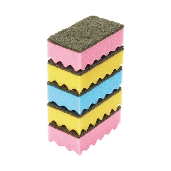 （まとめ） TANOSEEキッチンスポンジ抗菌タイプ ハード 1セット（50個：10個x5パック） [x3セット]