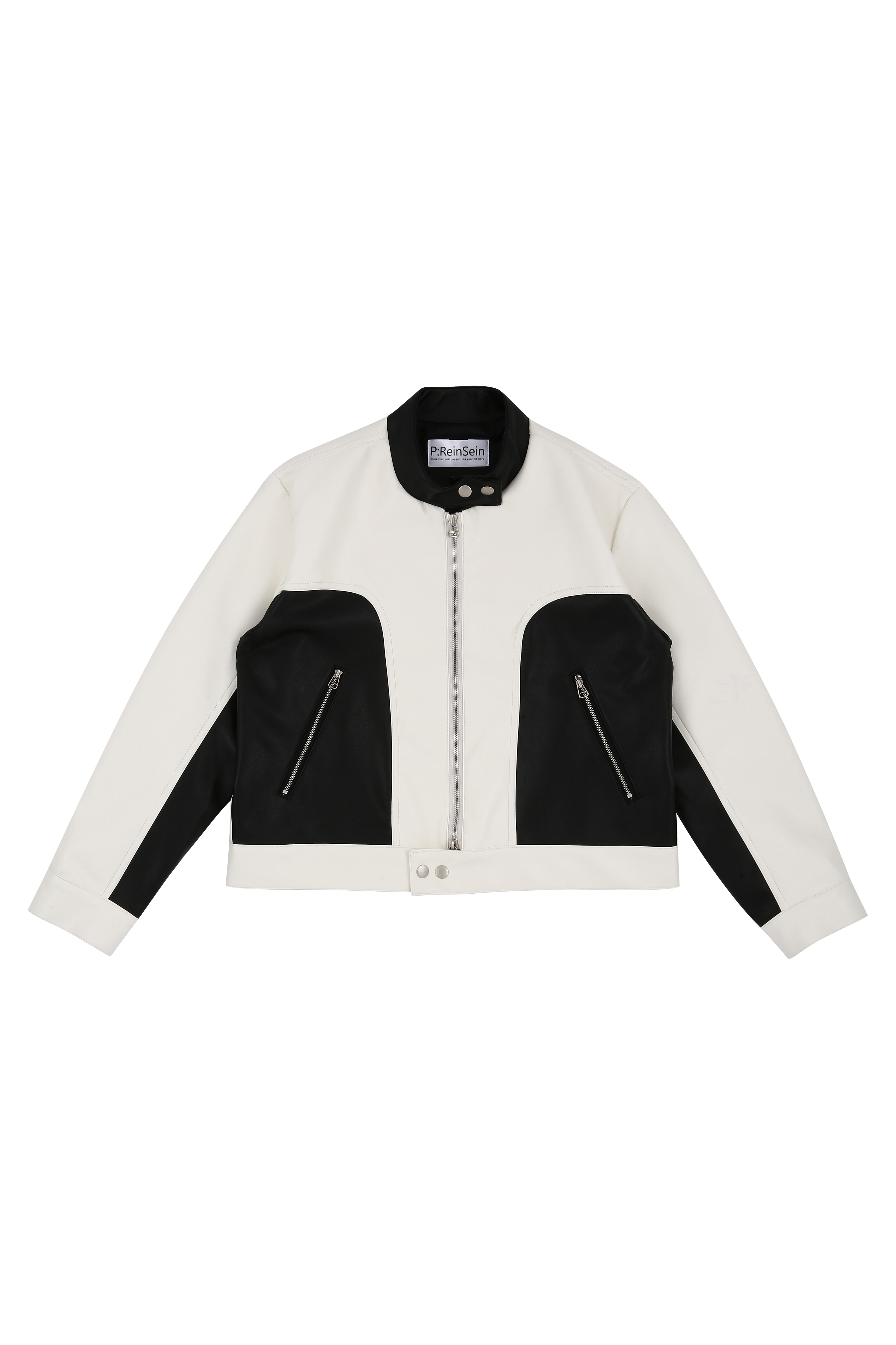 투톤 배색 크롭 레더 자켓 15,445円