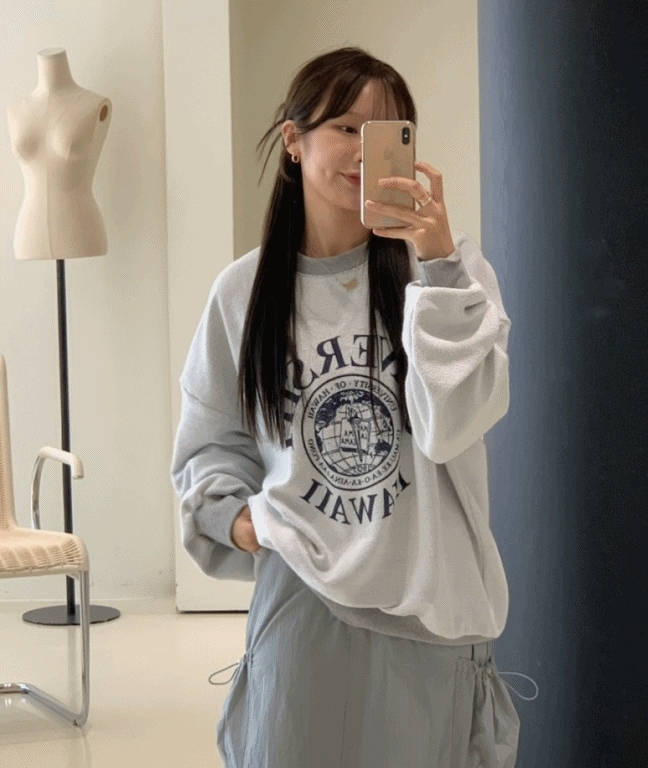 ユニバーサルマンツーマンTシャツ[2COLOR]オーバーフィット/トレーナー/秋/デイリー