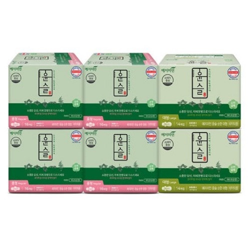 イェジミインユンスル漢方香生理用ナプキン中型16Px4パック+大型14Px2パック快適な柔らかい吸収力スッキリ衛生