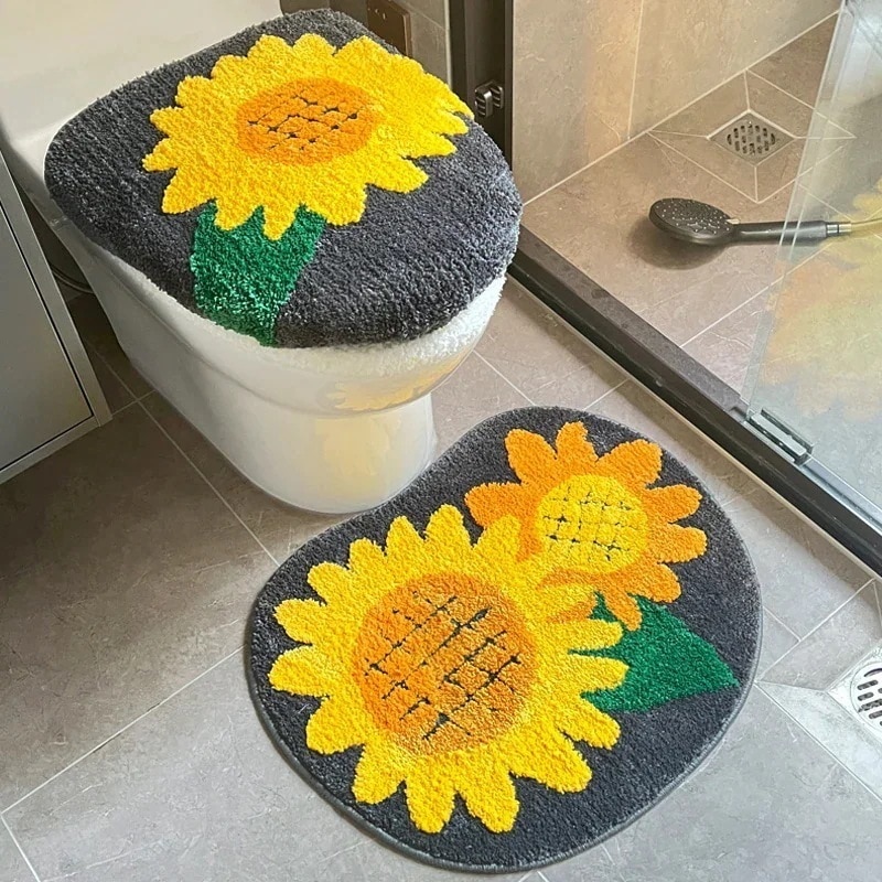 長いぬいぐるみマットスマート普通トイレマットセットトイレカバー家庭用吸水滑り止めトイレフットマット