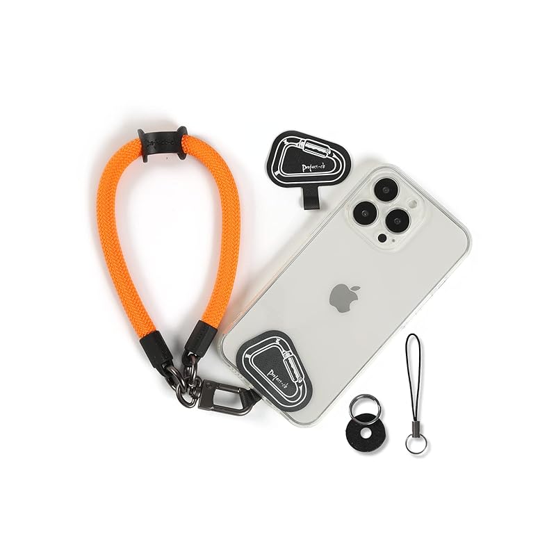 [project-cb] スマホストラップ ハンドストラップ カメラハンドストラップ ストラップホルダー リストストラップ 落下防止 調整可能 リングストラップ (オレンジ)