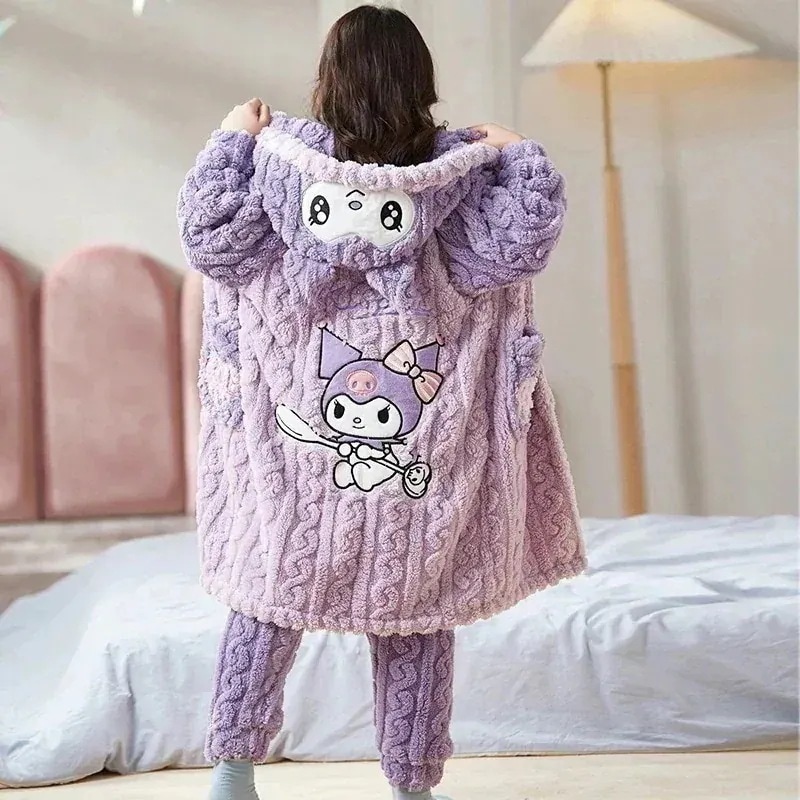 新しい子供用パジャマ秋と冬の新しいスタイルクロミコーラルベルベット女の子プリンセス女の子ホーム服厚いネグリジェスーツアニメコミック