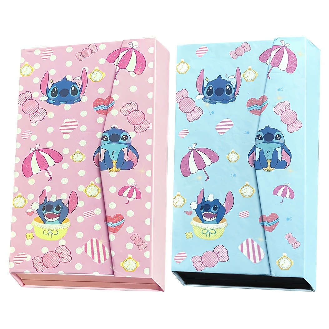 ディズニースティッチアイシャドウパレット 2個セット ブルー 1個＋ピンク 1個 3in1 ブラッシュハイライトミラー付きヌードブラウンピンクパープルゴールドシェード かわいいアニメリロ＆スティッチ