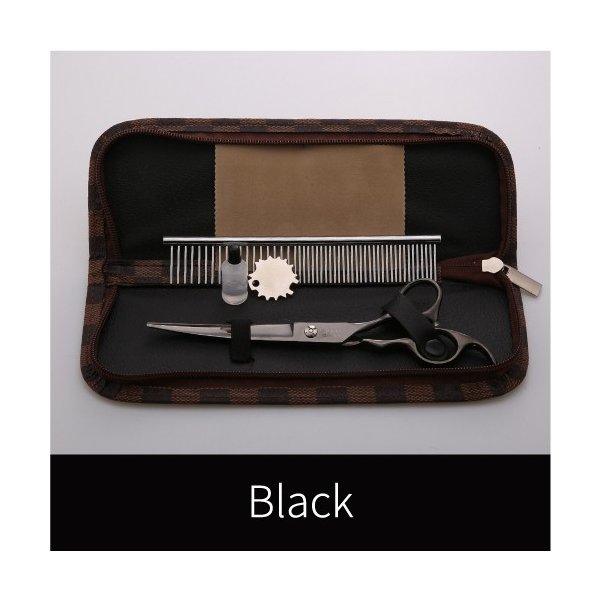 Fenice新しいデザイン7.0インチダウン湾曲ブレード25度ペットグルーミング湾曲ハサミ Black