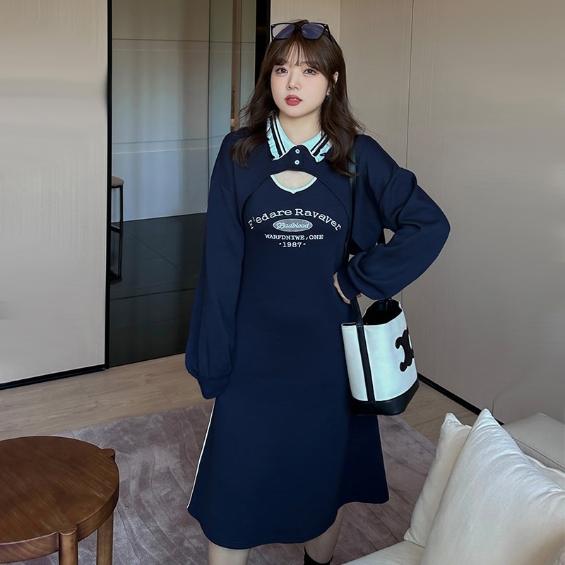 大きいサイズXL-5XLワンピースレディース夏長袖太め体型カバー開襟アウター刺繍ノースリーブワンピース二点セット