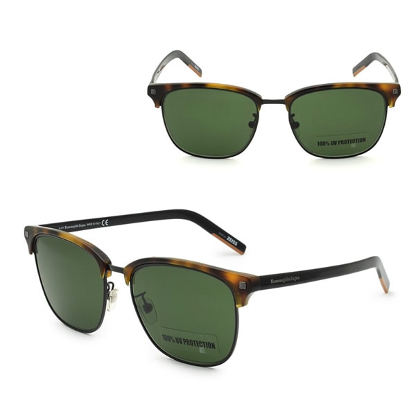 ゼニア サングラス ZEGNA EZ0143-D/S 52N 57 Ermenegildo Zegna サングラス ノーズパッド UVカット ハバナ ブラック グリーン