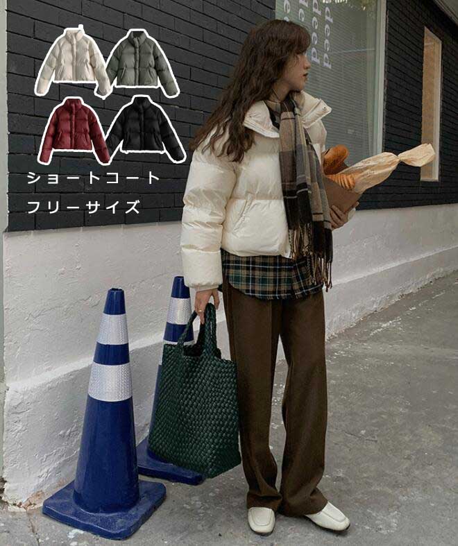 高品質 ダウン コート レディース 冬 新作 ショート丈 フリーサイズ 無地 立ち襟 送料無料 ４色 ダックダウン 小柄 ジッパー 厚手 ゆったり 20代 30代 40代 お洒落 暖かい アウター 通