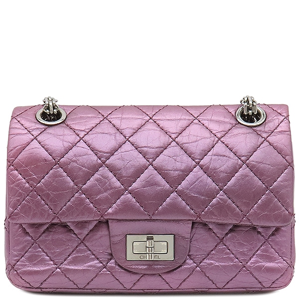 シャネル CHANEL ショルダーバッグ マトラッセ 2.55 レザー メタリックパープル シルバー金具 紫 Wチェーン 16******【中古】
