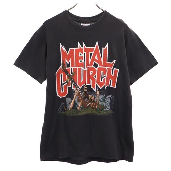 90s オールド USA製 METAL CHURCH WORLD TOUR 1991-1992 半袖 Tシャツ L ブラック系 メタルチャーチ バンT メンズ