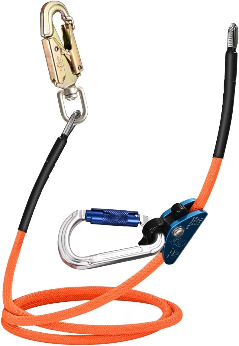 スチールコア安全ロープ 鋼線コア 安全ロープ 伐採 アーボリスト 安全帯 フリップラインキット 柱上作業用安全帯 林業用安全帯 超軽量アルミ合金 カラビナとロープグラブ付き 木登り器具 安全確保 落下