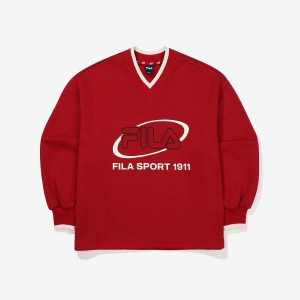 フィラ ビッグロゴ コットン混 Vネック スウェット FS2POF3155F