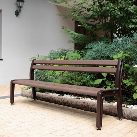 樹脂ベンチ 背付 3－4人用 リサイクルウッド製 ラウル 法人限定