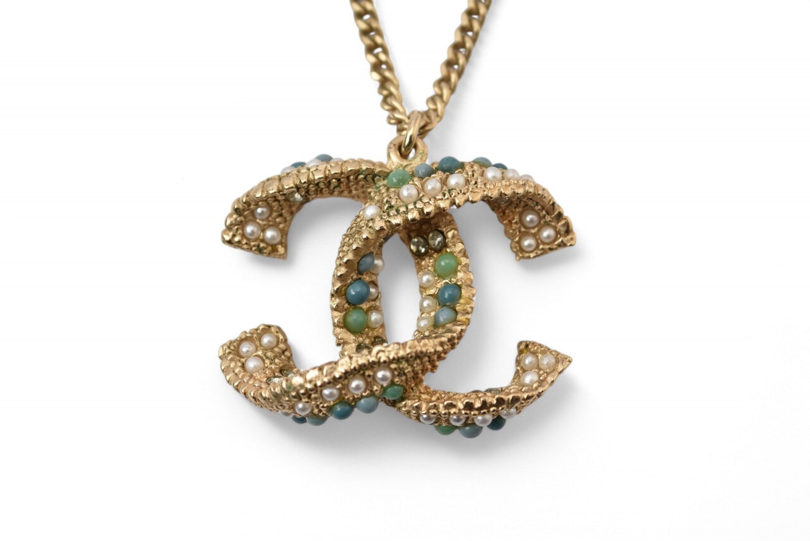 ネックレス/ペンダント 2way ココマーク/CC カラーストーン ヴィンテージゴールド A15【中古】