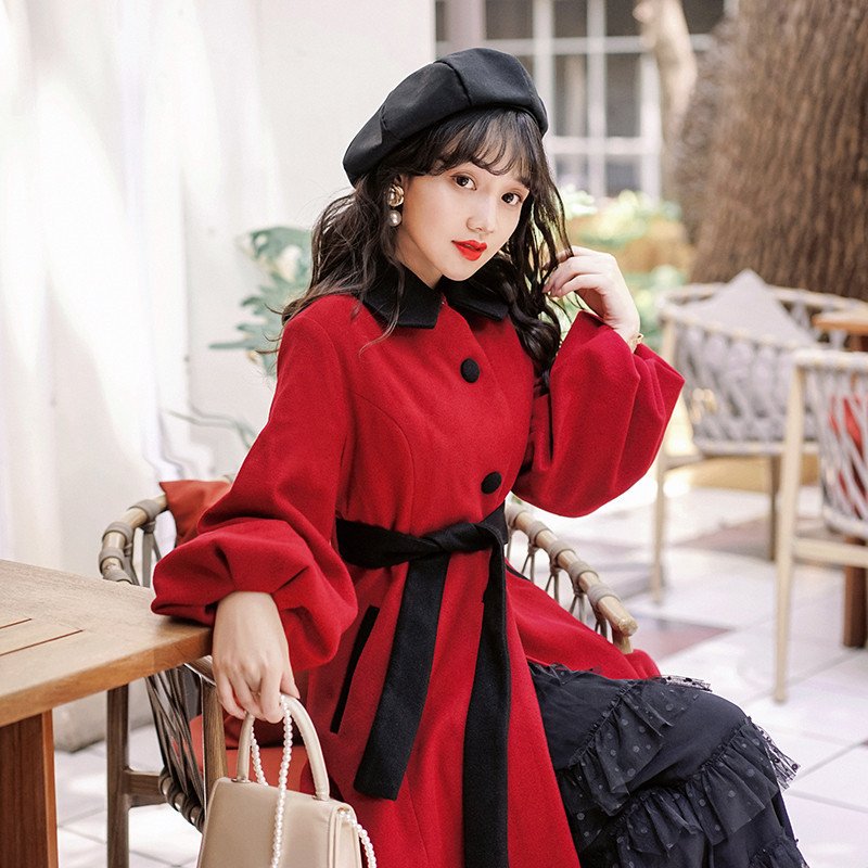 ロングコート チェスターコート ロング丈 ラシャコート Aライン リボン付き レディース 秋冬 アウ