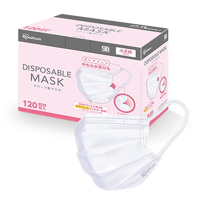 他サイト： アイリスオーヤマ(IRIS OHYAMA) 不織布マスク プリーツ 大容量 120枚入 小さめサイズ 幅14.5センチ 耳が痛くならない ホワイト 白 【Amazon.co.jp限定】の商品画像