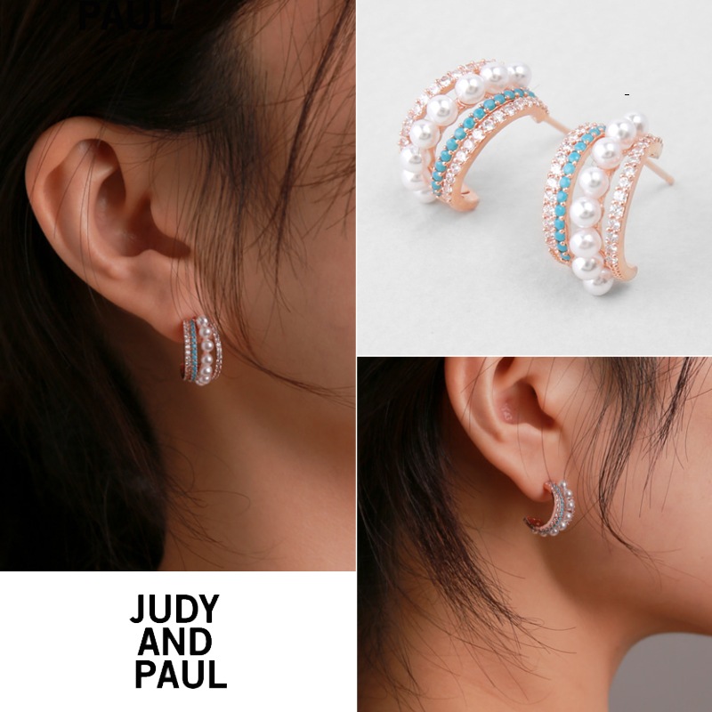 Rivero Triple Line Turquoise Hoop Earring