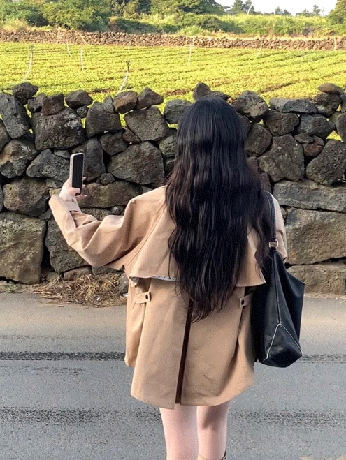 [超おすすめ/季節の変わり目に必須アイテム/超キレイ/ハイネック] オータム トレンチ ハーフジャケット