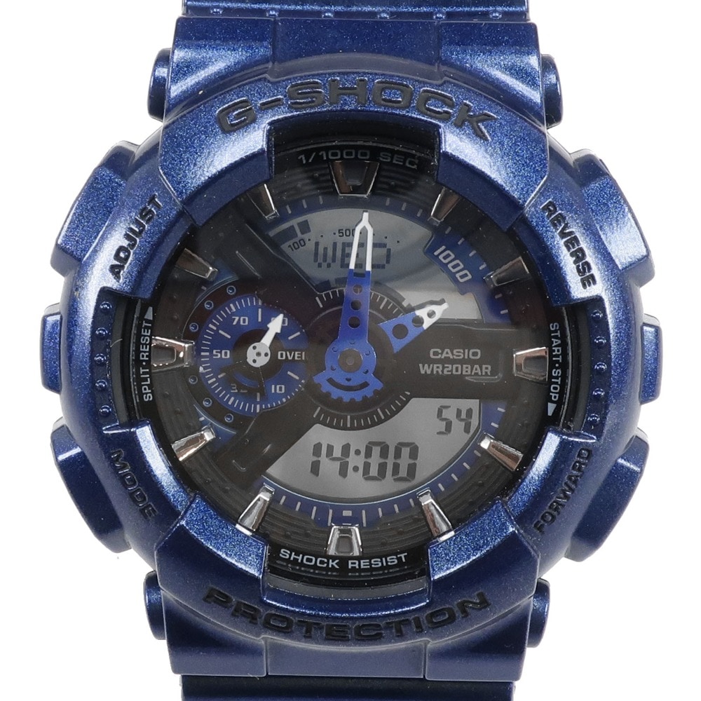 G-SHOCK G-ショック GA-100NM 腕時計 樹脂系 メタリックブルー クオーツ アナデジ表示 メンズ 黒文字盤 中古品 A+ランク