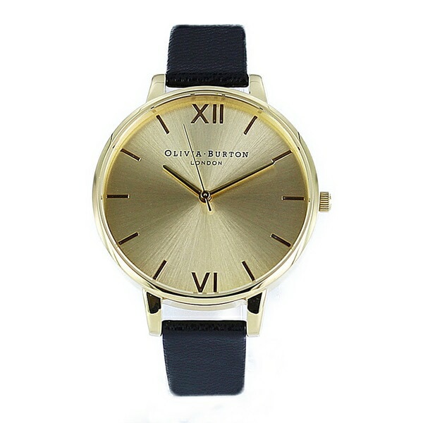 オリビアバートン 時計 レディース 腕時計 手表 ビッグダイヤル ゴールド ブラック レザー OB13BD06 誕生日プレゼント ポイント消化