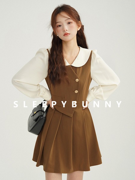 Sleepy Rabbit イレギュラーカレッジ長袖スカートトップ