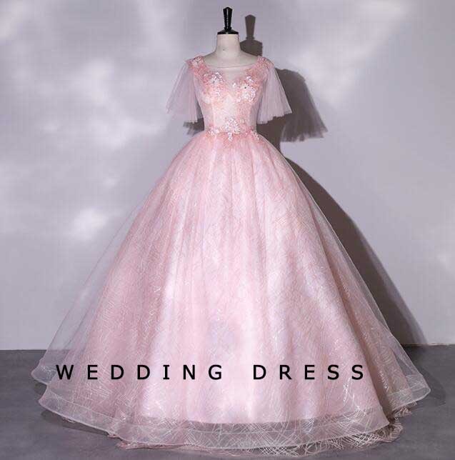 大特価高級感 レディース ドレス ウェディングドレス ロングドレス ピンク 編み上げ チュール エレガント 上品 キレイめ 着痩せ 結婚式 パーティー 礼服 音楽会 演奏会 舞台 演出 司会 お呼ばれ 5,377円