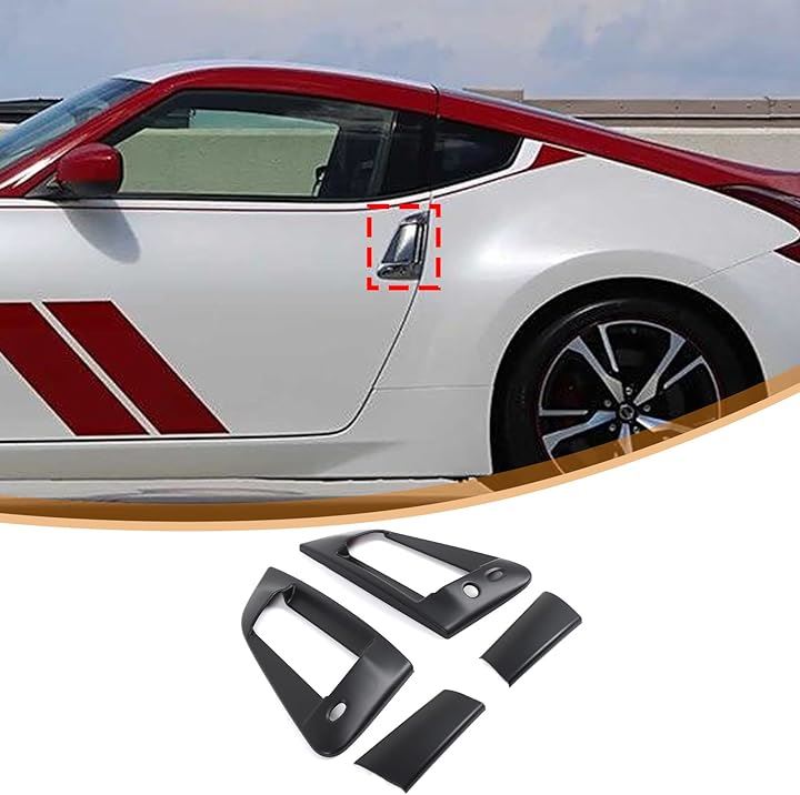 日産 370Z 2009～2020年に専用 ドアハンドルカバー 外部ドアハンドル装飾カバー 車外ドアパネル 保護カバー 装飾フレーム ガーニッシュ 外装パーツ カー用品(マットブラック)