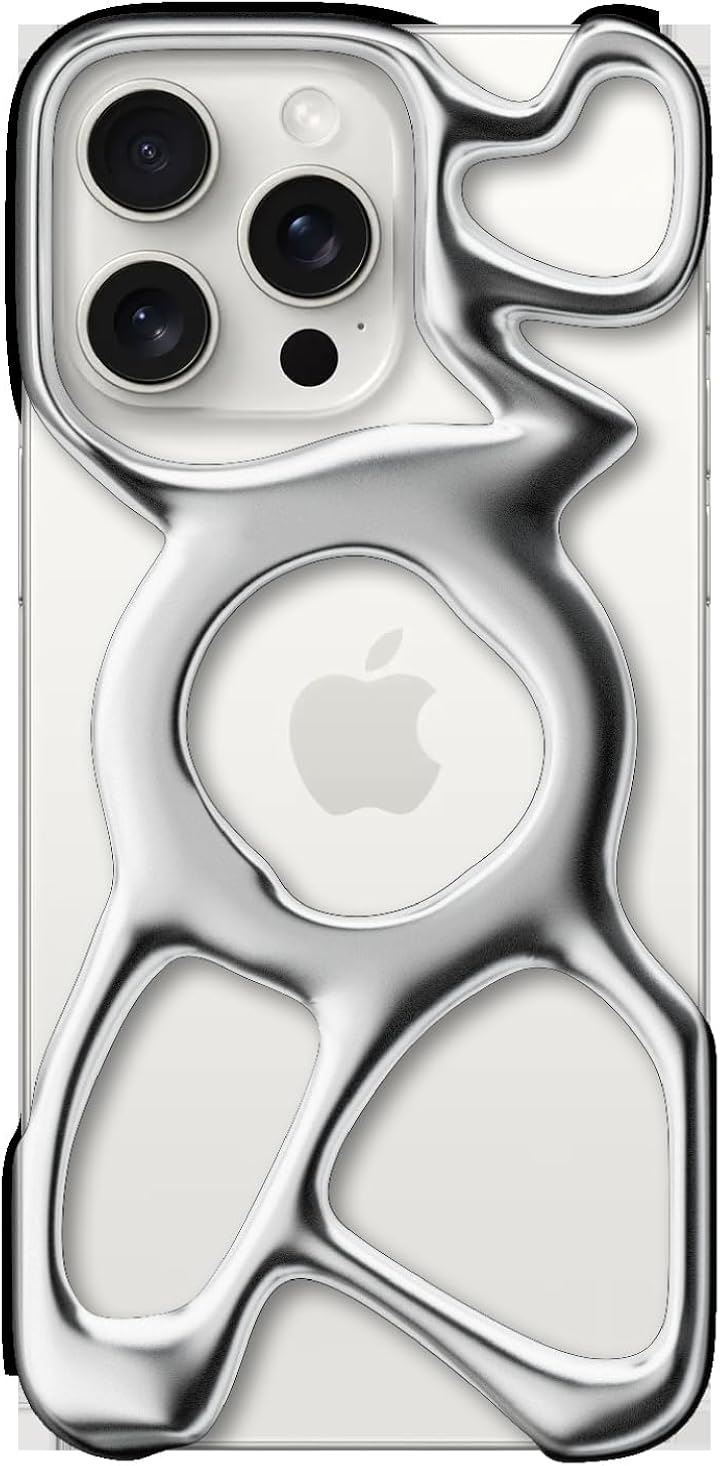 iPhone 16 Pro 用 ケース AM Emptiness Case for Magsafe対応 ワイヤレス充電対応 軽量 光沢(マットシルバー, iPhone 16 Pro)