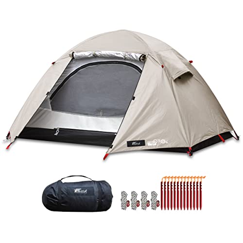 FIELDOOR フライシート付キャンプテント フィールドキャンプドーム100 【ライトベージュ】 ペグ＋ロープ＋キャリーバッグ付 1人用 ソロ 吊り下げタイプ UVカット 耐水 シルバーコーティング