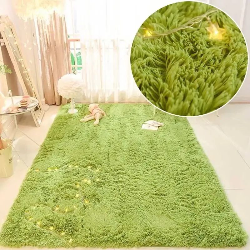 ふわふわの柔らかい緑のリビングルームのカーペット 子供部屋用の大きくて柔らかいカーペット Grass green carpet 80X200cmカーペット・絨毯