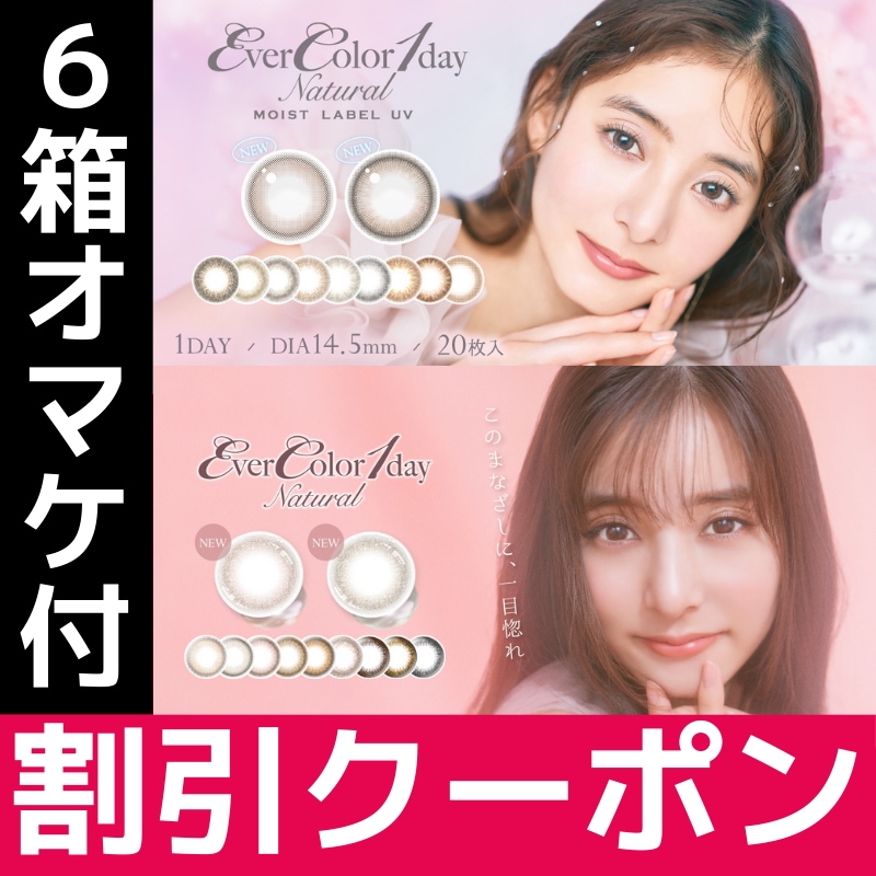 6箱 20枚入り エバーカラーワンデー ナチュラルモイストレーベルUV 1day カラコン