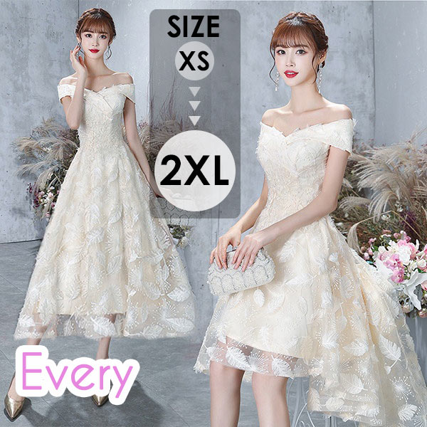 フィッシュテール ミモレ丈 演奏会 ロングドレス 母親 結婚式 アシンメトリードレス パーティードレス 大きいサイズ イブニングドレス フォーマル カクテルドレス オフショルダー 発表会 披露宴 韓国