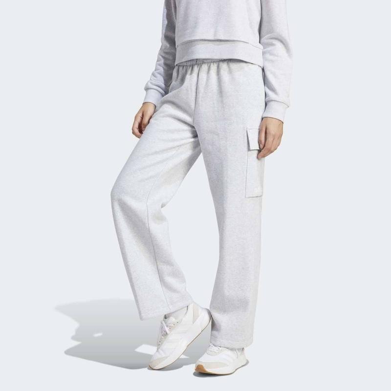 [女性] エッセンシャルリニアフリースカーゴパンツ (JY3357) レギュラーフィット コットンカーゴ 裏起毛 グレー