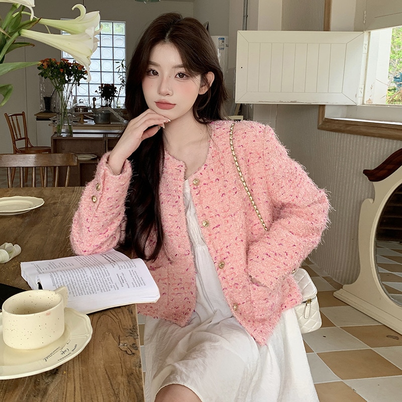 韓国系甘いピンクの小香風コート春秋女性2023新名媛は痩せている 7,291円