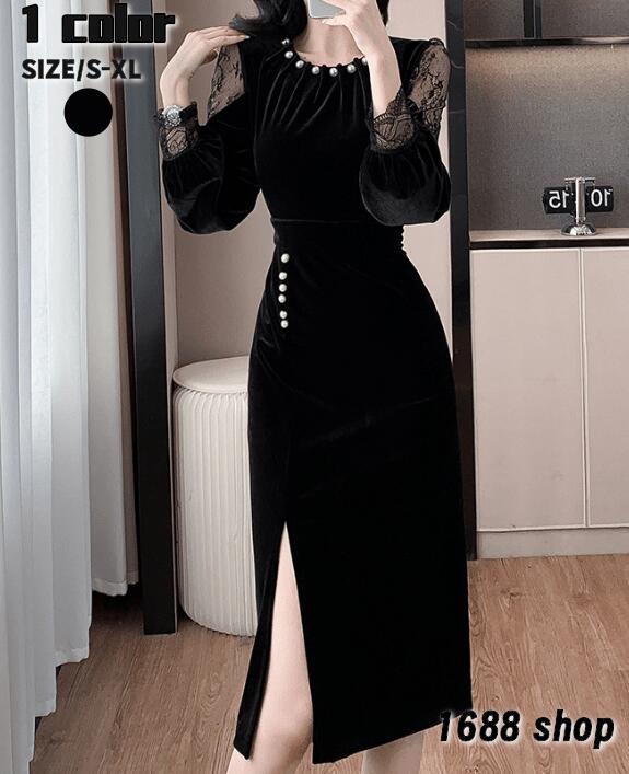 【本日限定】2025 タイトワンピース 姫系ワンピース　シンプル　ワンピース インポート ひざ丈 ミドル丈 エレガント　韓国ファッション シンプル Vネック パーティドレス 長袖　お嬢様 セクシー ミ