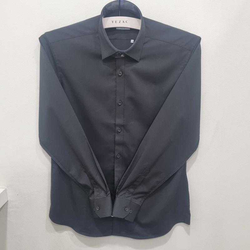 スリムフィット/ソリッド/ポリ混紡/ストレッチ/長袖 YJFSIS353 BK_US