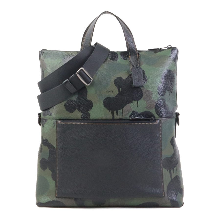 コーチ COACH ハンドバッグ ショルダーバッグ レザー ブラック×グリーン メンズ h31501n