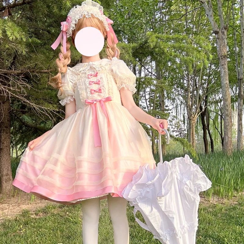 大人気ワンピースロリータドレス ソフトスリープ JSK サスペンダードレス 春夏 かわいい くまうさぎデイリーストラップスカート脚魅せミニスカート