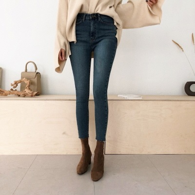 ふゆトレンドスキニーカッティングアンクルデニムパンツ送料無料韓流ブーム2PER