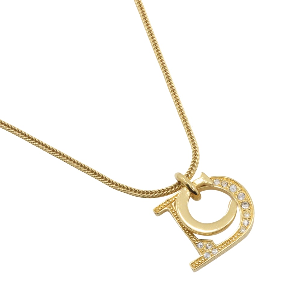 DC ネックレス 金メッキ ラインストーン 約7.8g レディース 中古品 A-ランク