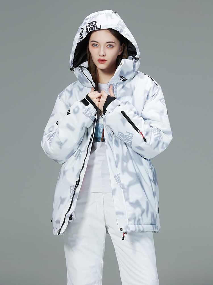 スノーボードウェア 2024 2025 上下セット 白グレー アルファベット レディース メンズ スキーウェア スノボウェア ジャケット アウター ロングパンツ 防水 防寒 13,447円
