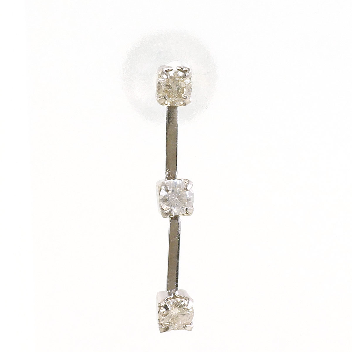 K18 18金 WG ホワイトゴールド ピアス(片耳) ダイヤモンド 0.1ct 総重量約0.2g レディース 中古