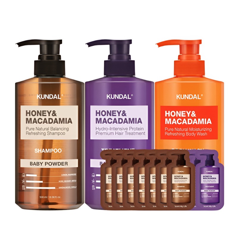 ネイチャーシャンプー500ml+トリートメント500ml+ボディウォッシュ500mlベビーパウダーの香り500ml1個