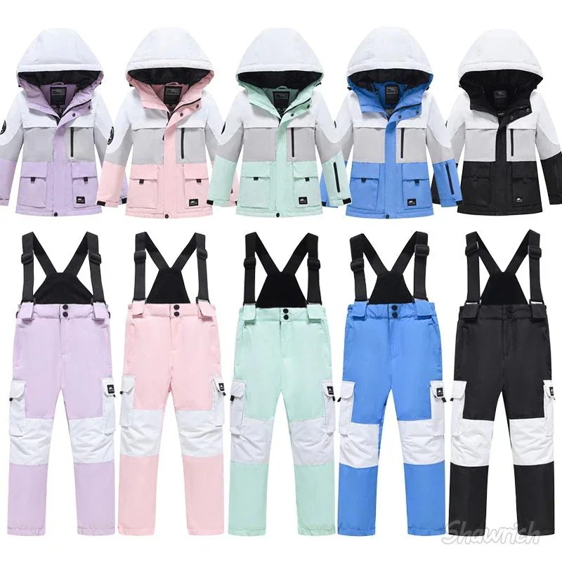 スノーボードウェア スノボウェア スキーウェア キッズ 子供服 上下セット セットアップ ジャケット ロングパンツ ビブパンツ ボトムス パウダーガード