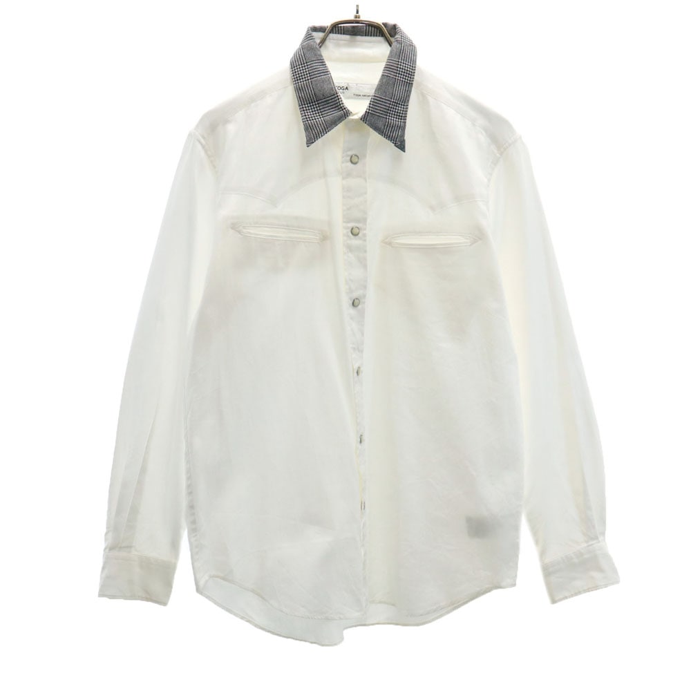 日本製 長袖 ウエスタンシャツ 48 ホワイト メンズ