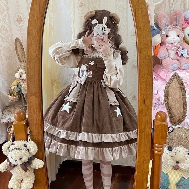 【急速出荷!】ロリータドレスデザインくまモン日記ロリータ洋装jskかわいいキャミソールワンピース秋冬