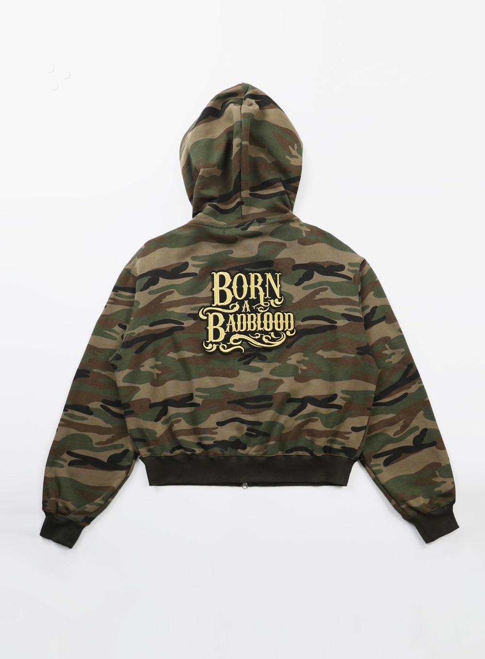 【BADBLOOD】 CAMO HOOD ZIP-UP : MILITARY
