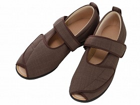 徳武産業 あゆみシューズ 介護靴 施設用 オープンマジックIII 3E 茶 両足3Lサイズ 1035
