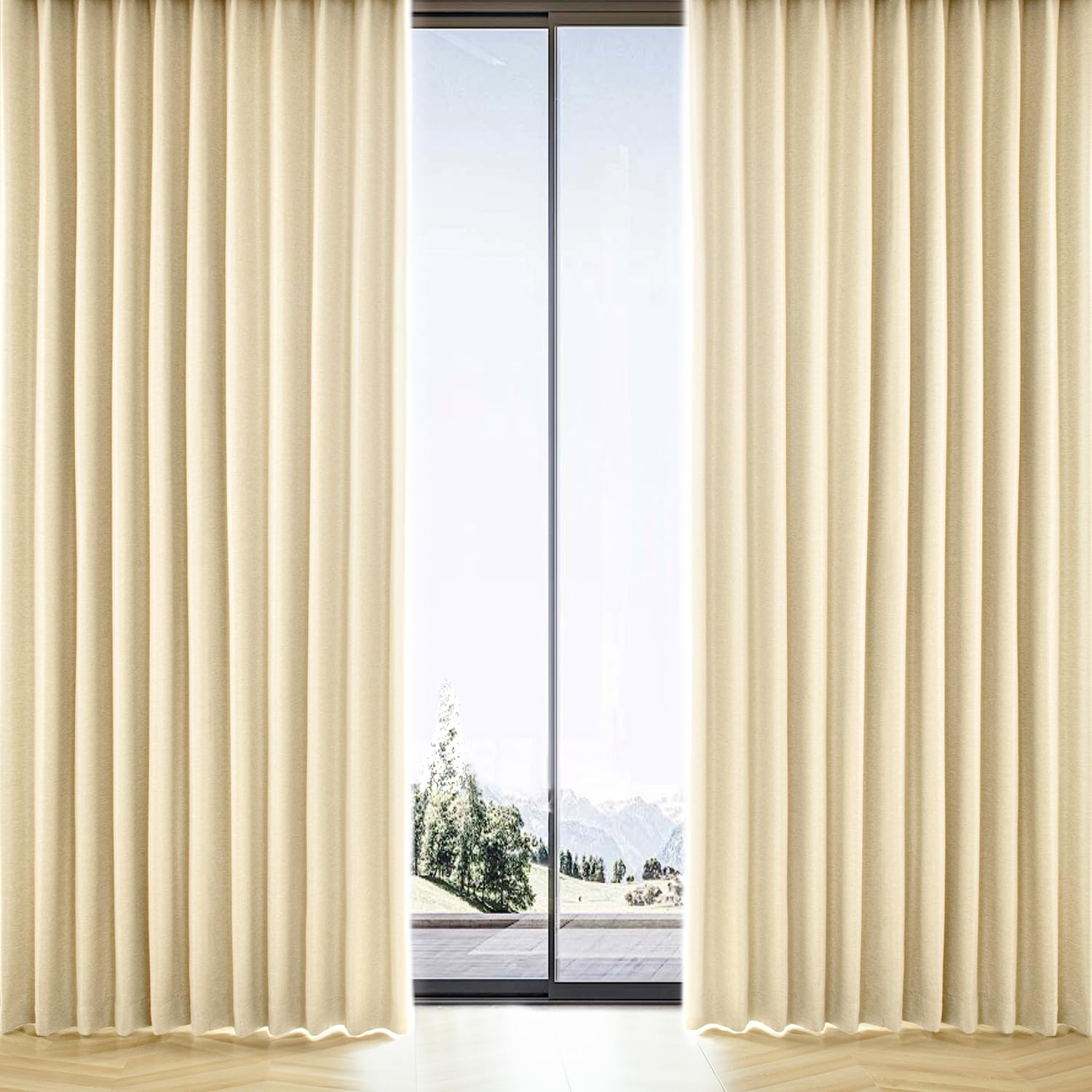 AIFY 防炎 カーテン 遮光 2枚組 セット 2級遮光 寝室 リビング用 UVカット 断熱 保冷 保温 遮熱 防寒 防音 ドレープカーテン 形態記憶加工済み 冷気遮断 省エネ 節電対策 厚手 無地